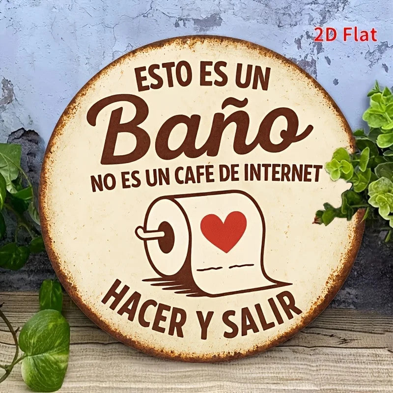 Wooden Sign | Spanish Language Bathroom Decor Wall Hanging
