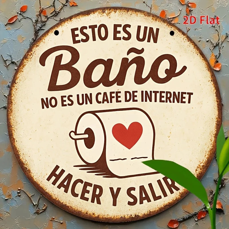 Wooden Sign | Spanish Language Bathroom Decor Wall Hanging