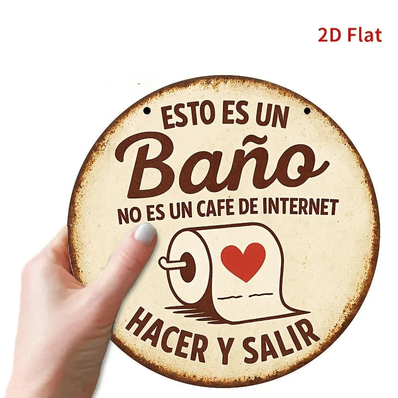 Wooden Sign | Spanish Language Bathroom Decor Wall Hanging
