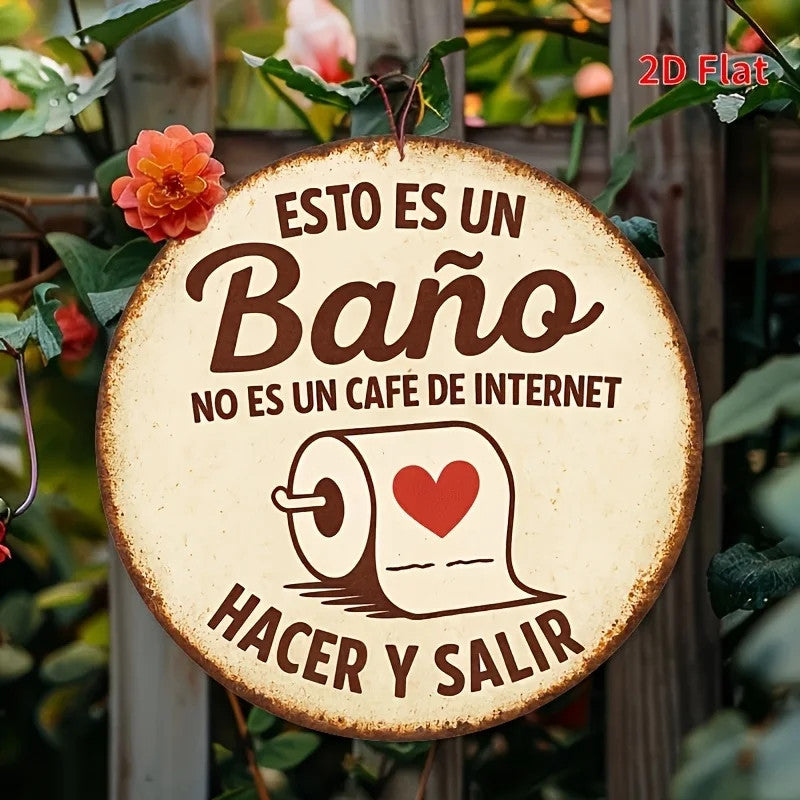 Wooden Sign | Spanish Language Bathroom Decor Wall Hanging