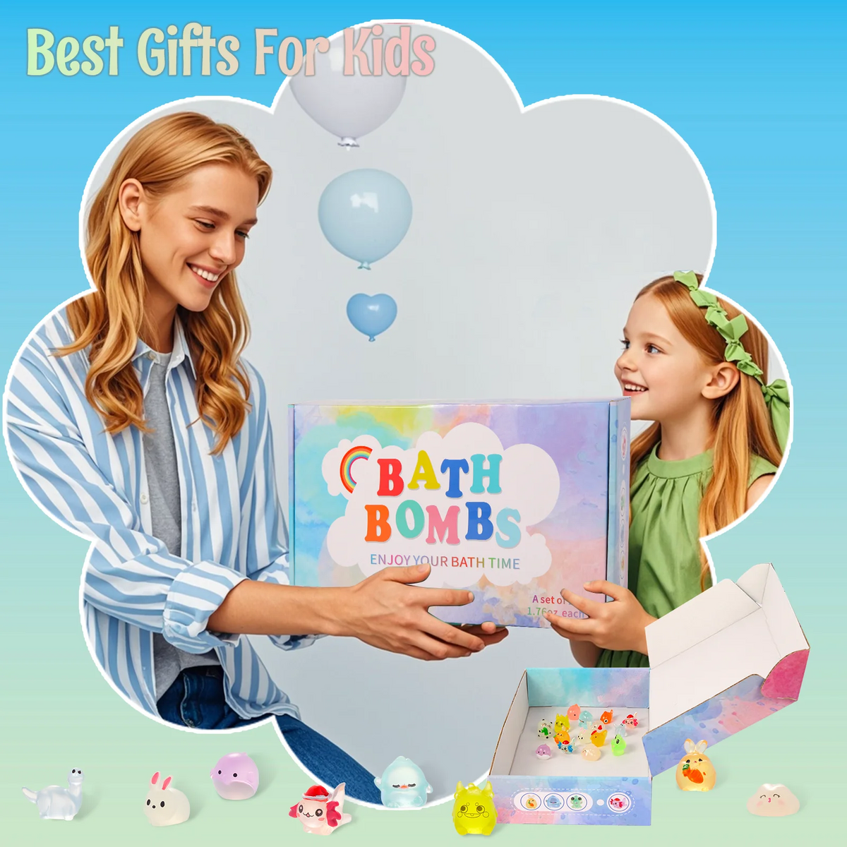 bath bombs for kids with toys inside