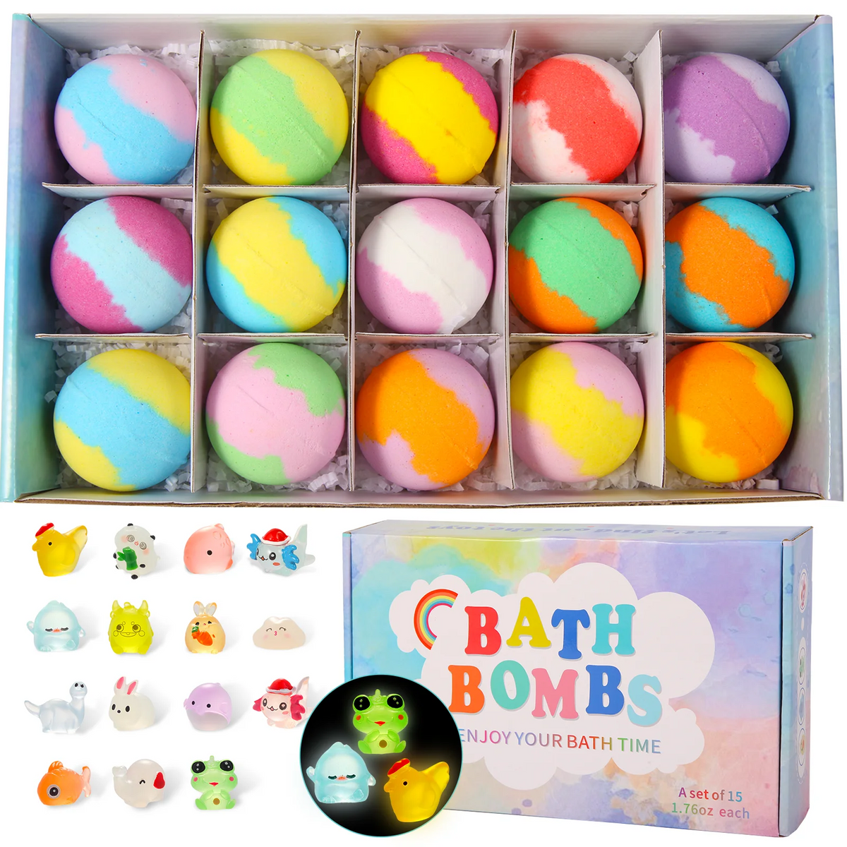 bath bombs for kids with toys inside