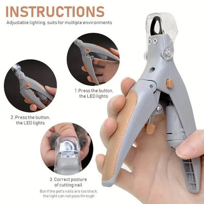 Pet cat and dog nail clippers with LED light