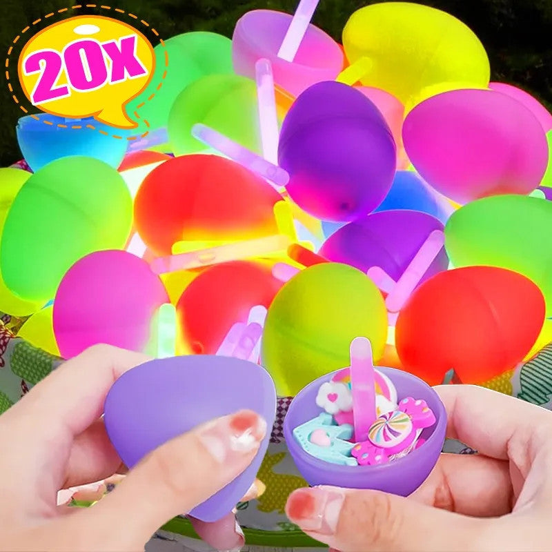 20pcs Luminous Easter Eggs with Mini Glow Sticks Glow in