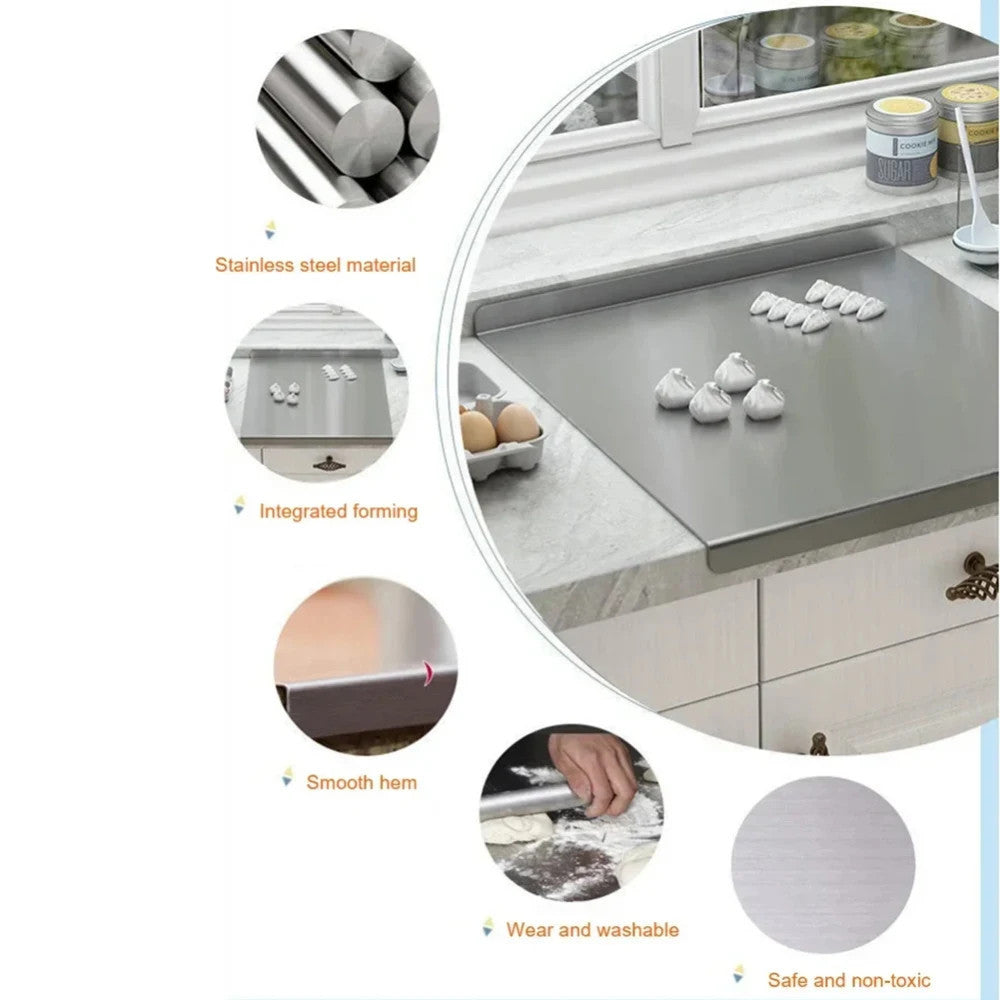 L-shaped Chopping Board Stainless Steel Large Size