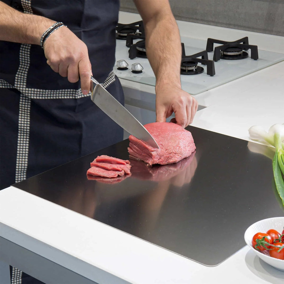 L-shaped Chopping Board Stainless Steel Large Size