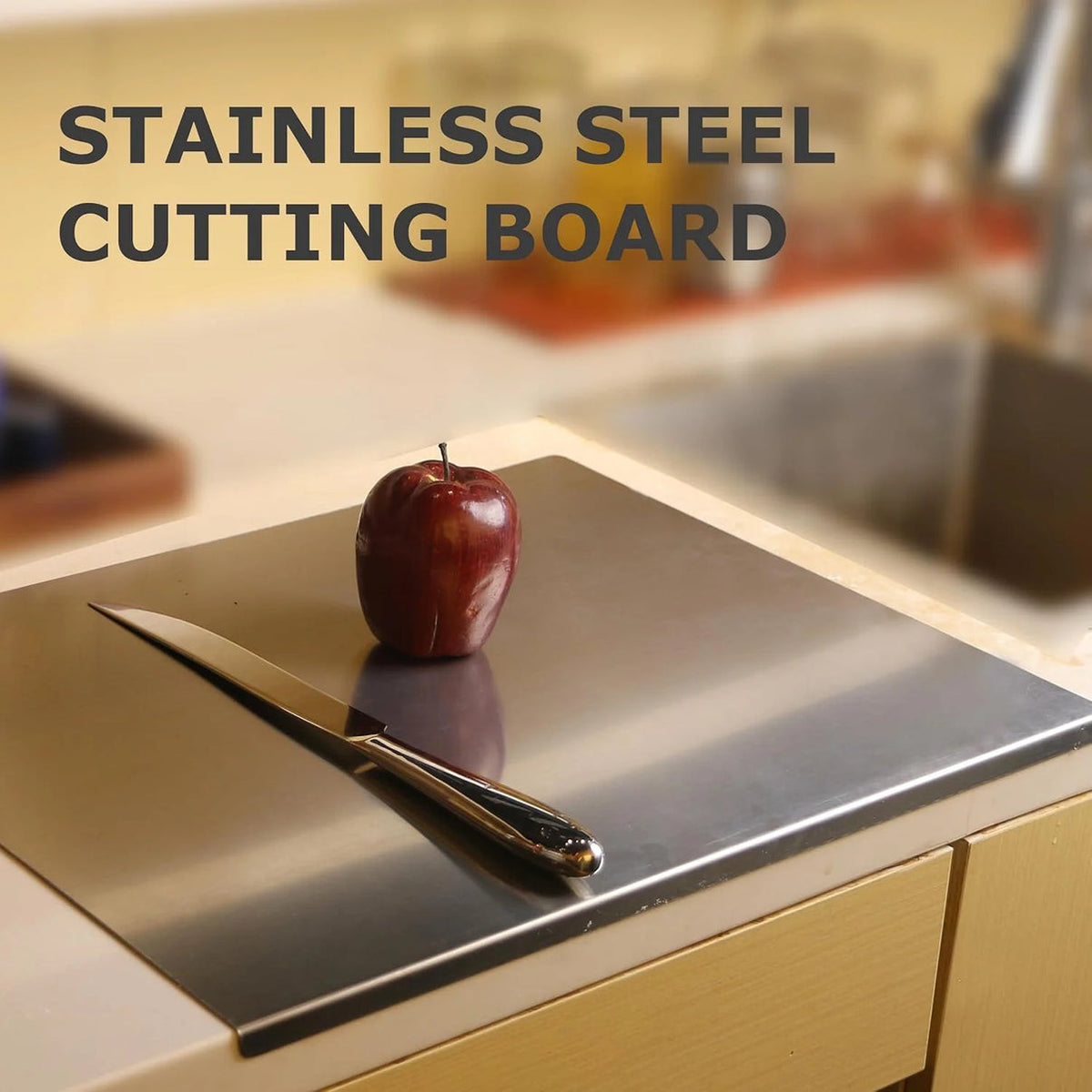 L-shaped Chopping Board Stainless Steel Large Size