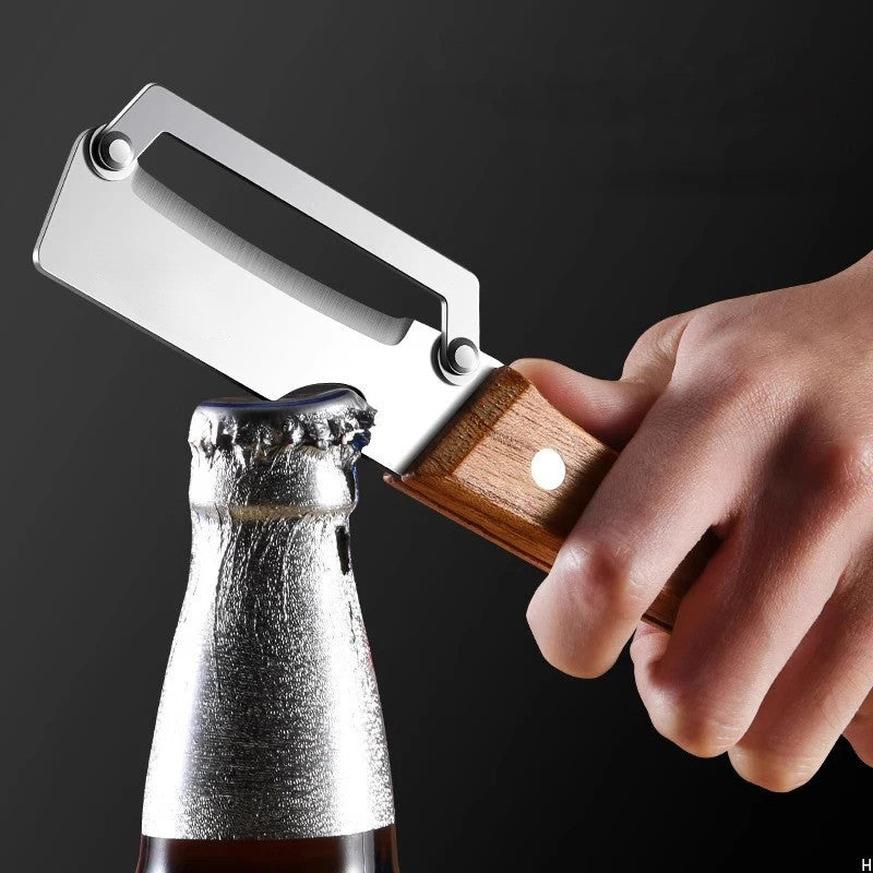 Stainless steel peeler with wooden handle