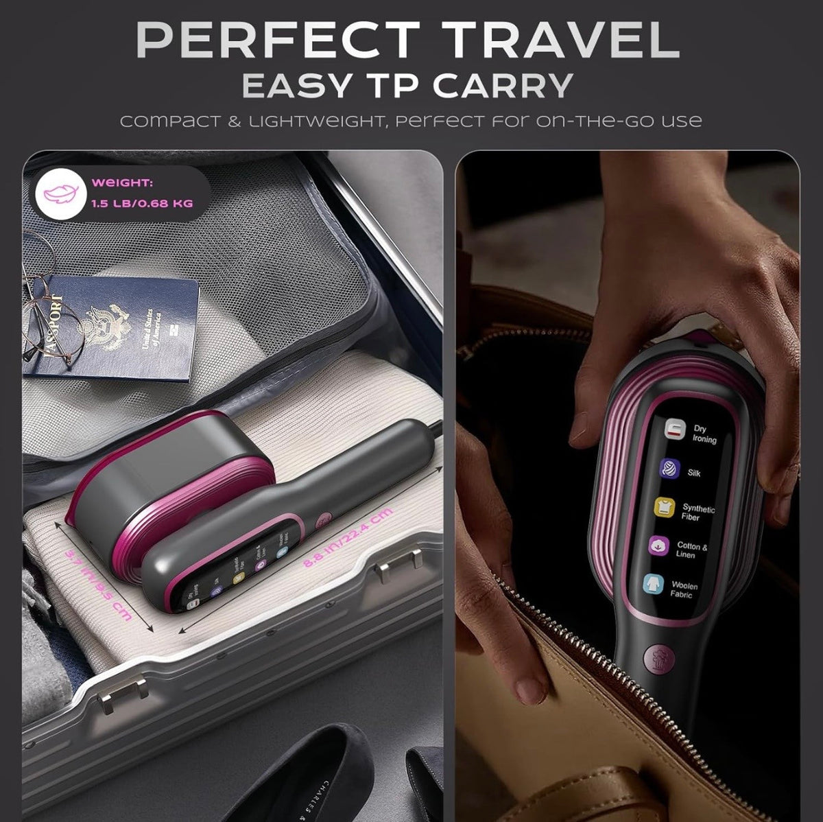 Portable Handheld Garment Steamer Iron, Multi-Functional Travel Ironing Machine