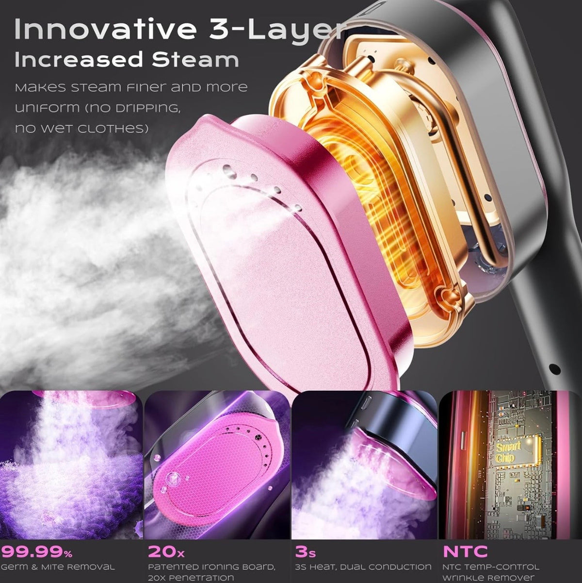 Portable Handheld Garment Steamer Iron, Multi-Functional Travel Ironing Machine
