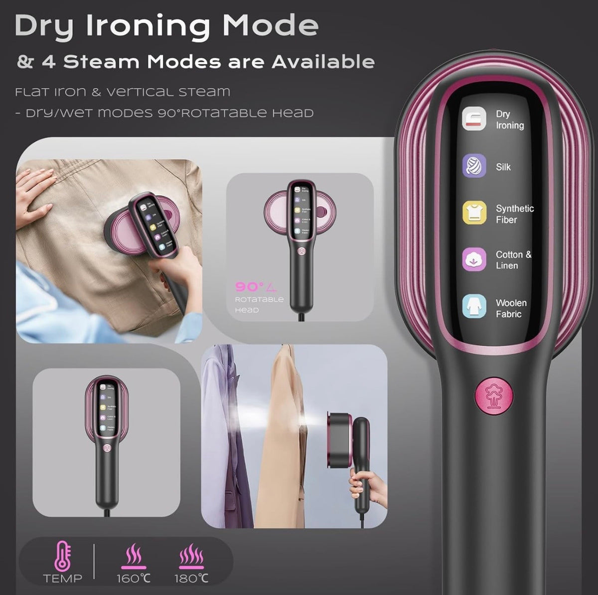 Portable Handheld Garment Steamer Iron, Multi-Functional Travel Ironing Machine