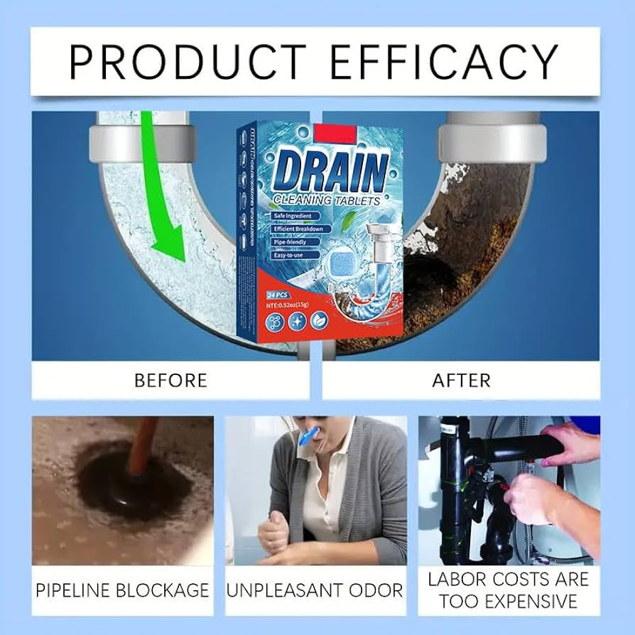Drain Cleaning Tablets for Sinks & Pipes – Safe & Fast Drain Unblocker