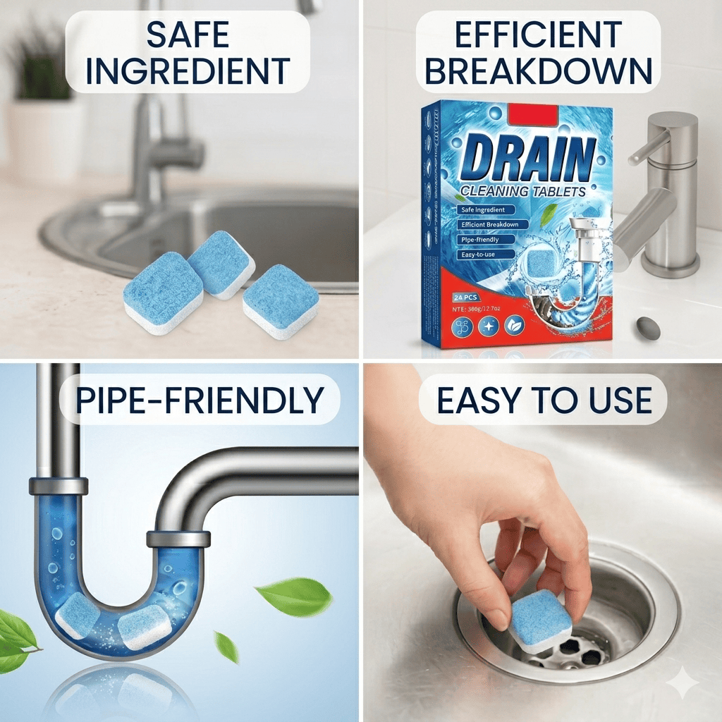 Drain Cleaning Tablets for Sinks & Pipes – Safe & Fast Drain Unblocker
