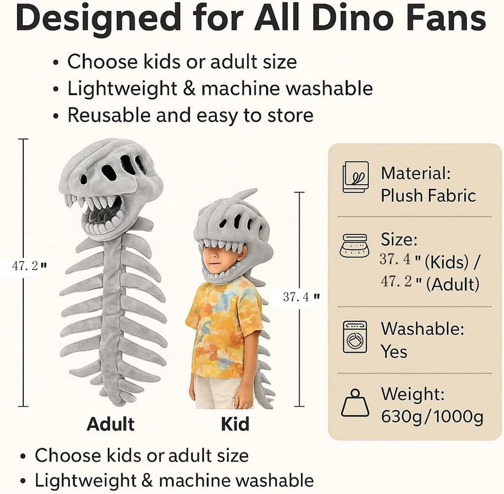 Cute Realistic Dinosaur Skeleton Plush Toy