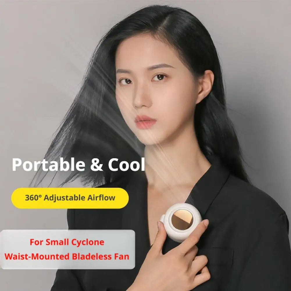 Portable Snap On Mini Whirlwind Fan USB Charging Fan Waist Clip 3-Speed Handsfree Silent Strong Wind Leafless Fan