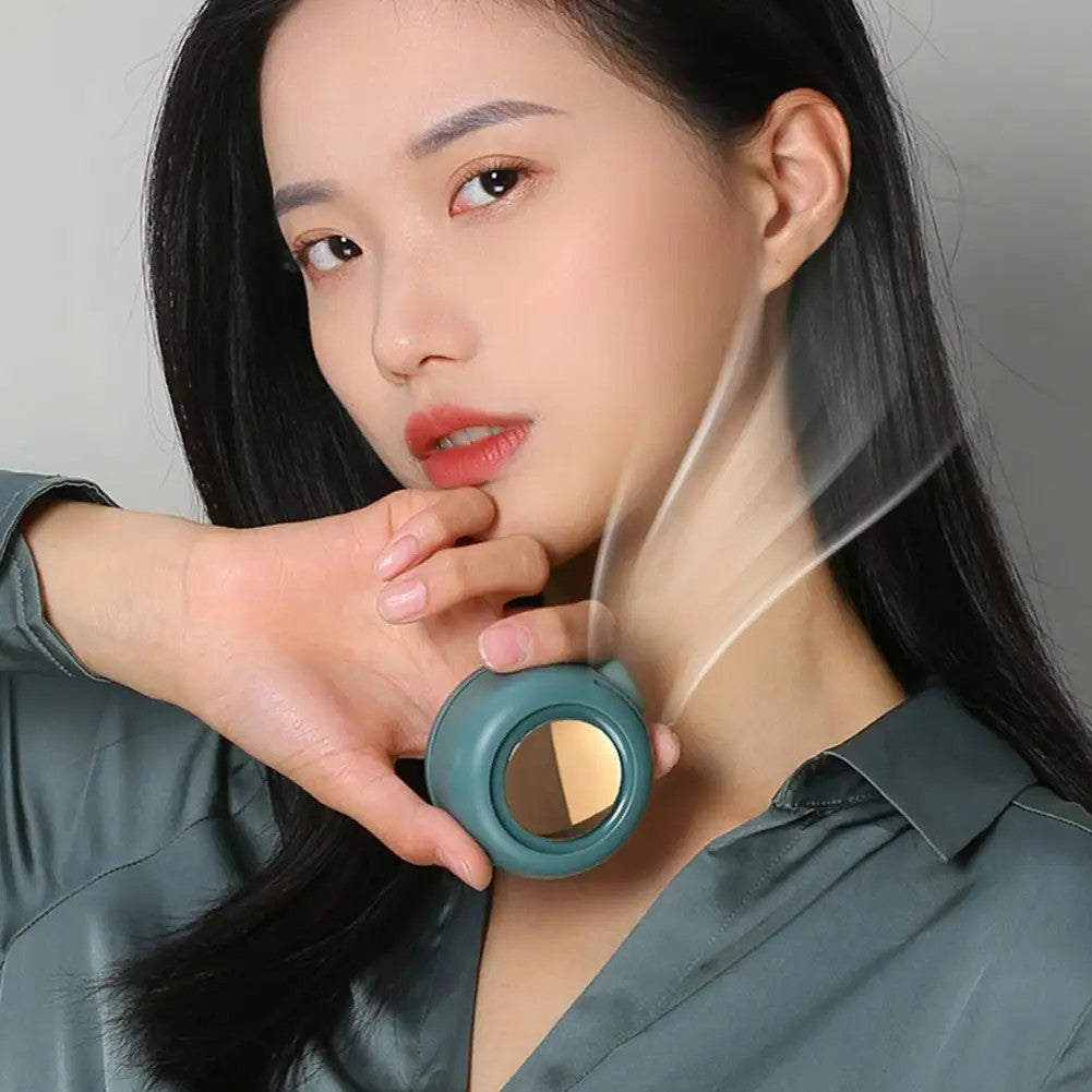 Portable Snap On Mini Whirlwind Fan USB Charging Fan Waist Clip 3-Speed Handsfree Silent Strong Wind Leafless Fan