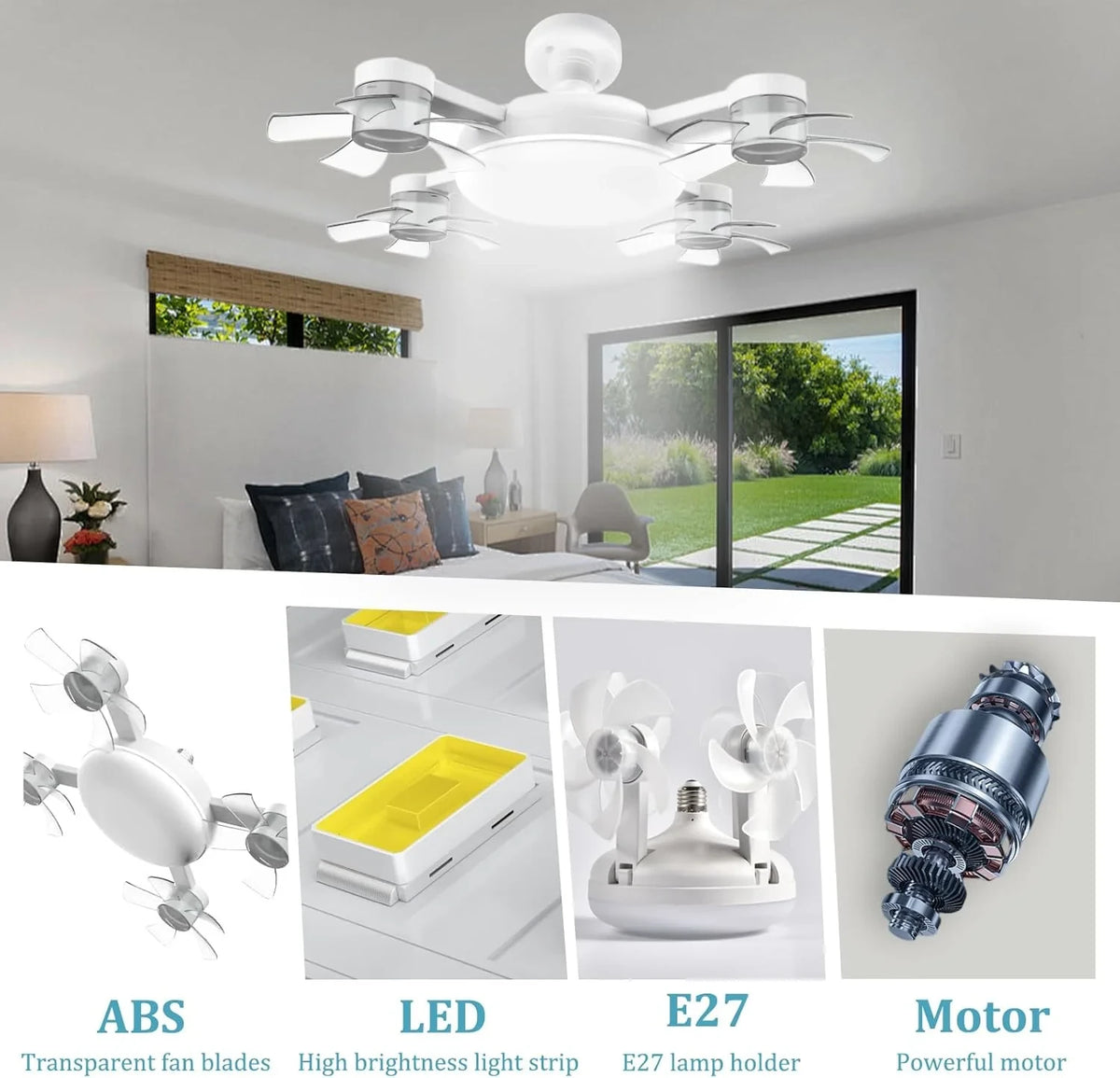 Bayonet Led Ceiling Fans with Lights and Remote 3