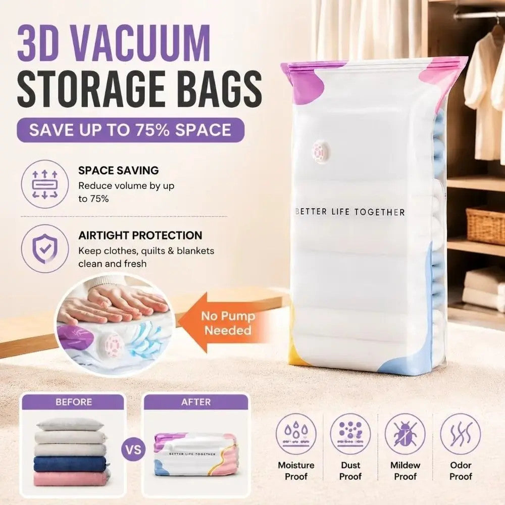 1PC Vacuum Compression Bags No Pump Needed