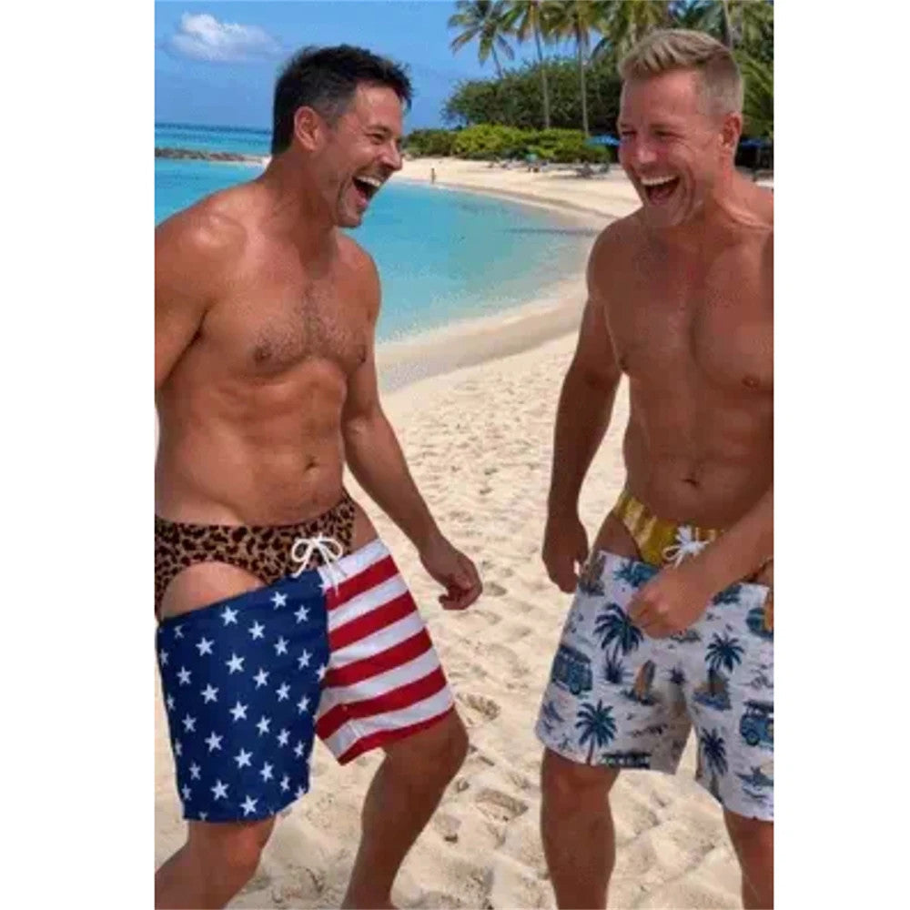 Fun Beach Party Swim Trunks For Men 3D Print Fun Gift
