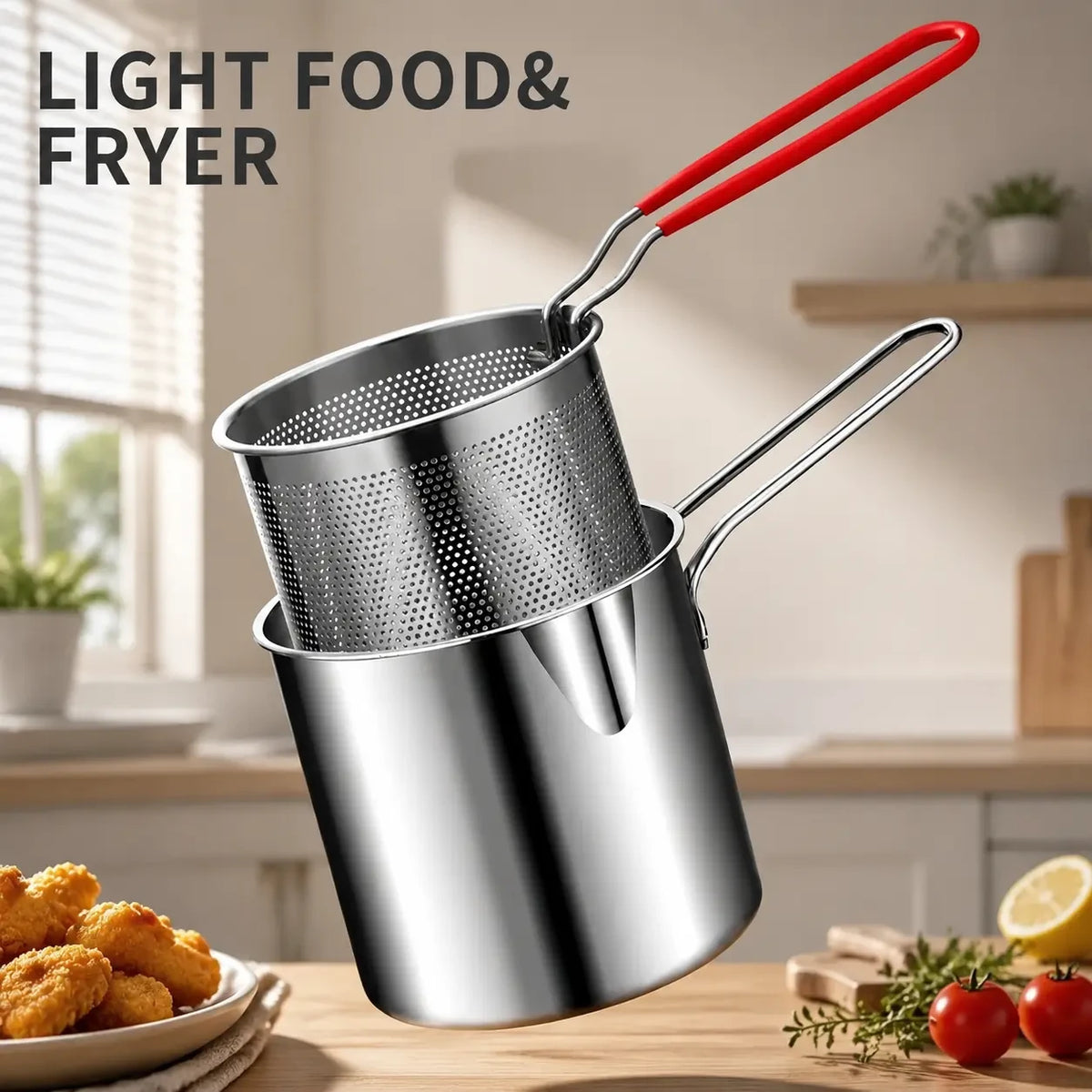 Stainless Steel Mini Fryer with Filter Basket