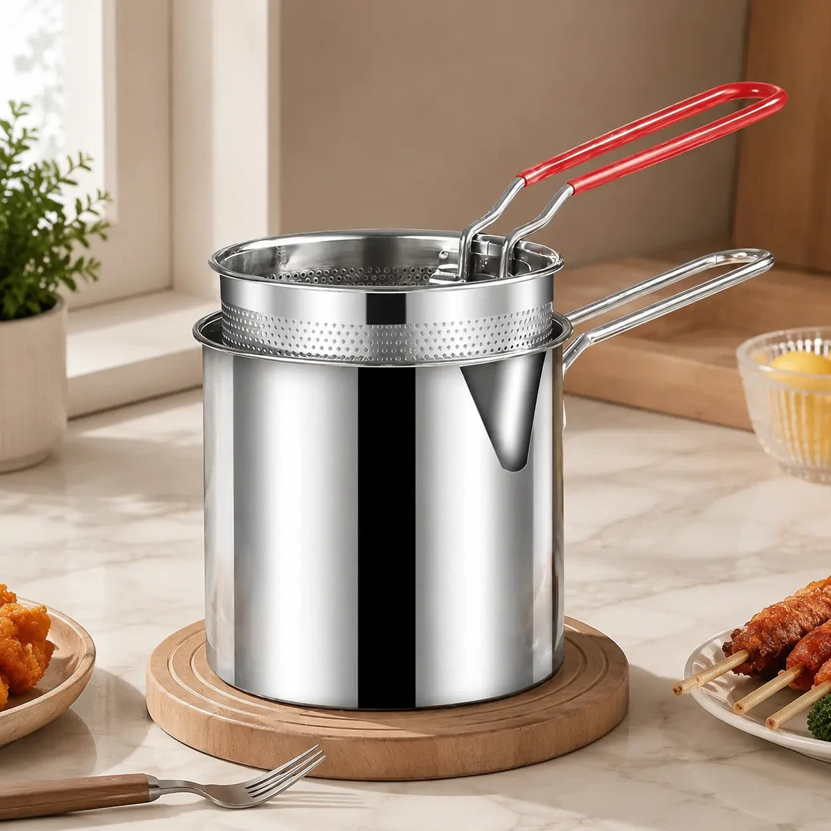 Stainless Steel Mini Fryer with Filter Basket
