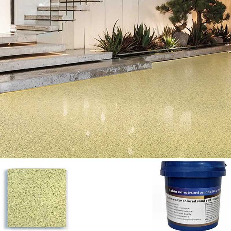 500g Water-based Self-Leveling Epoxy Floor Paint Wear-Resistant Anti-Slip Colored Sand Imitation Marble Paint with Hardener