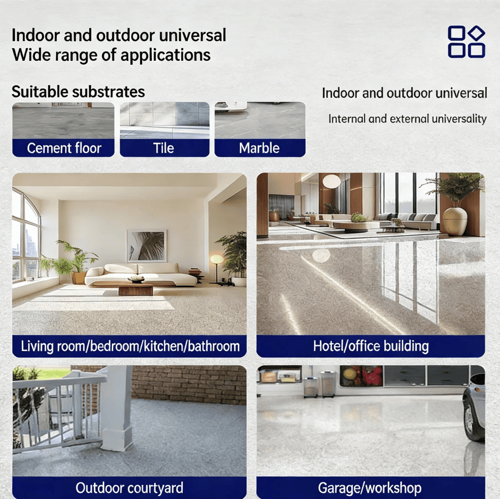 500g Water-based Self-Leveling Epoxy Floor Paint Wear-Resistant Anti-Slip Colored Sand Imitation Marble Paint with Hardener