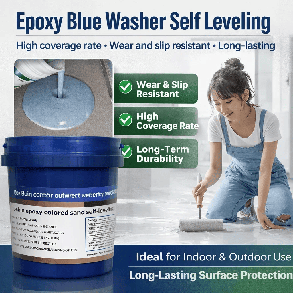 500g Water-based Self-Leveling Epoxy Floor Paint Wear-Resistant Anti-Slip Colored Sand Imitation Marble Paint with Hardener