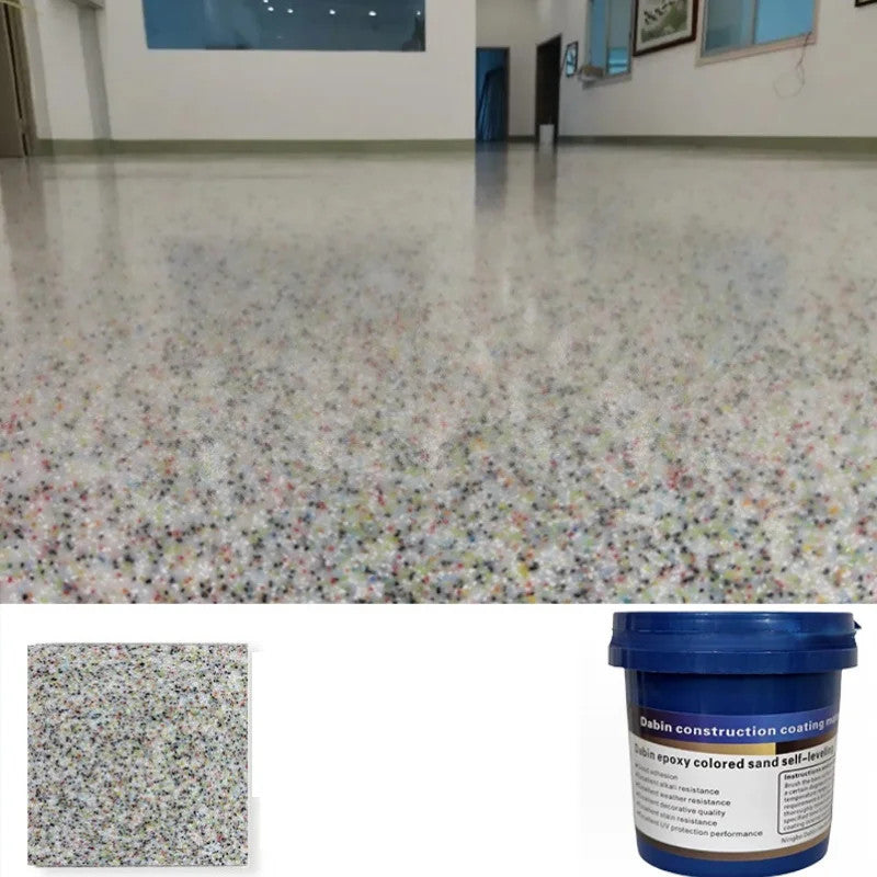 500g Water-based Self-Leveling Epoxy Floor Paint Wear-Resistant Anti-Slip Colored Sand Imitation Marble Paint with Hardener