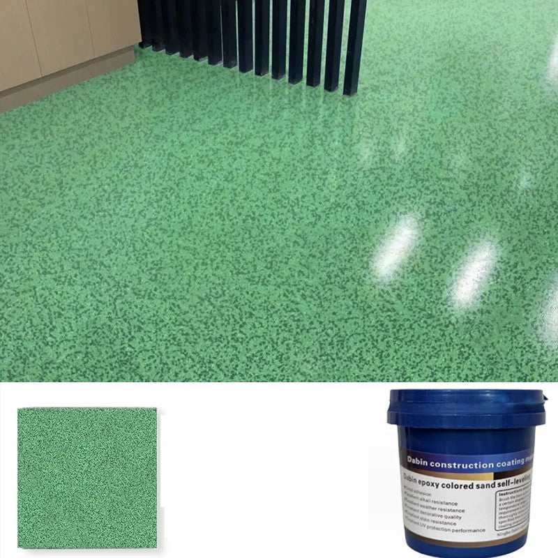 500g Water-based Self-Leveling Epoxy Floor Paint Wear-Resistant Anti-Slip Colored Sand Imitation Marble Paint with Hardener