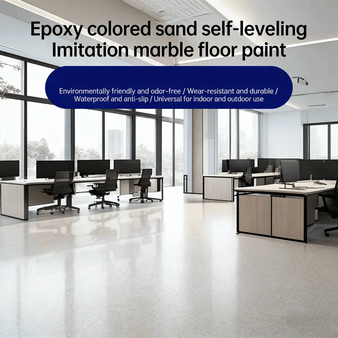 500g Water-based Self-Leveling Epoxy Floor Paint Wear-Resistant Anti-Slip Colored Sand Imitation Marble Paint with Hardener