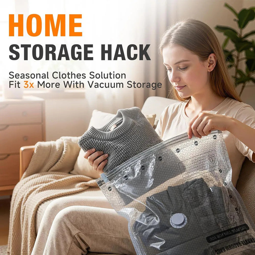 Smart Travel Vacuum Bags + Portable Pump