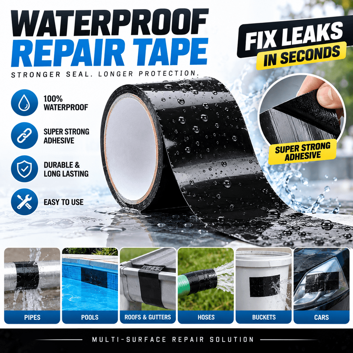 Heavy-Duty Waterproof Repair Tape