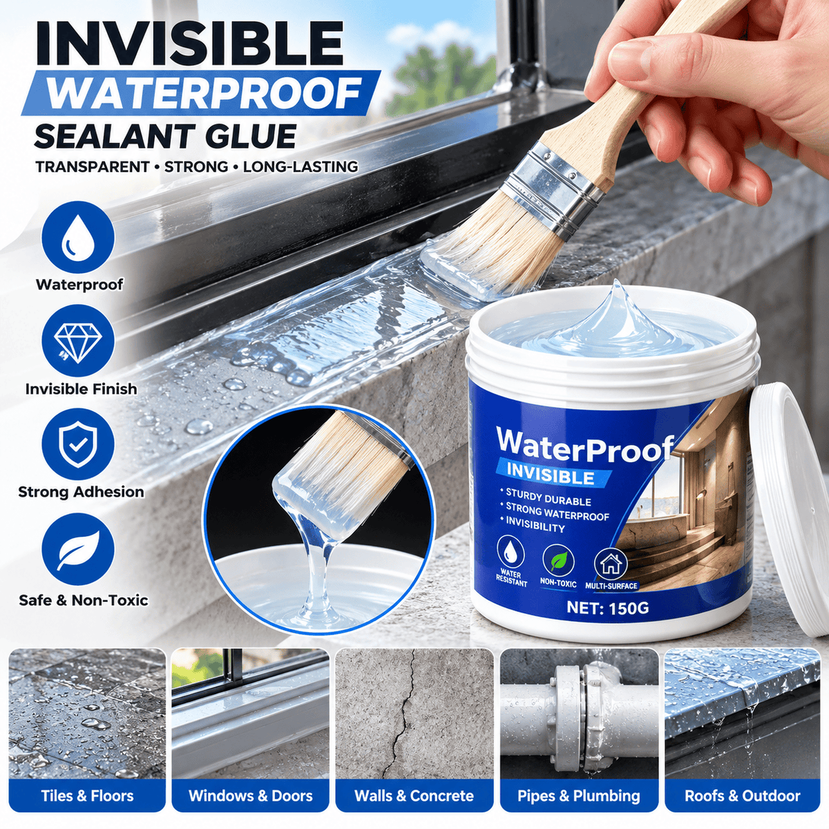 Invisible Waterproof Sealant Glue with Brush