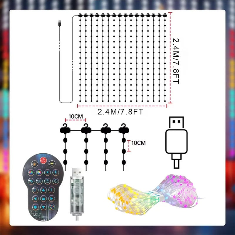 Smart LED Curtain Lights – App & Music Sync