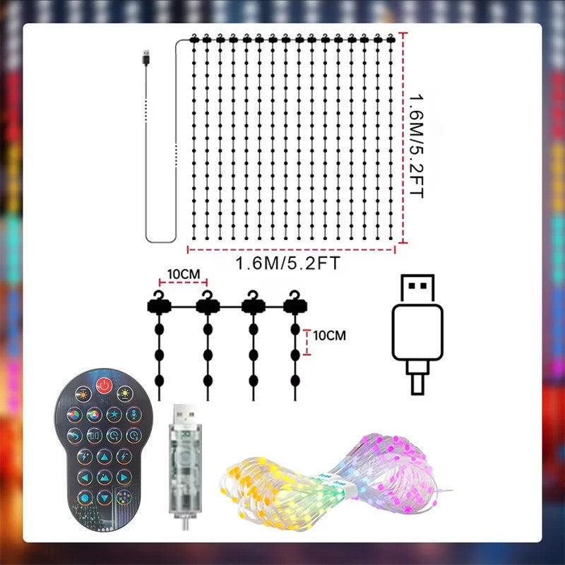 Smart LED Curtain Lights – App & Music Sync