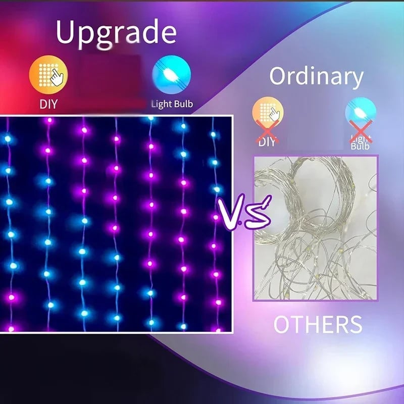 Smart LED Curtain Lights – App & Music Sync