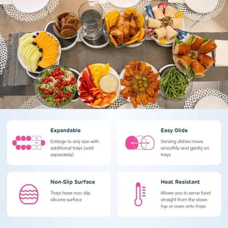Portable Rotating Serving Tray 8 Piece Expandable Lazy Susan