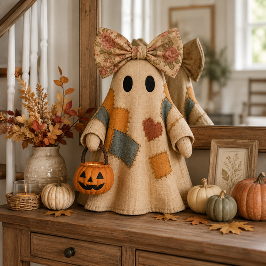 Vintage Patchwork Glowing Ghost - image 1