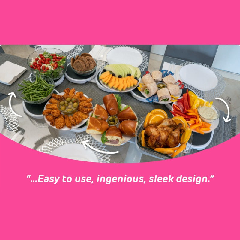 Portable Rotating Serving Tray 8 Piece Expandable Lazy Susan