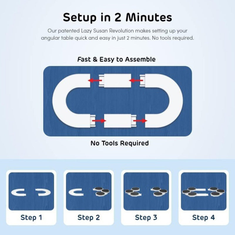 Portable Rotating Serving Tray 8 Piece Expandable Lazy Susan