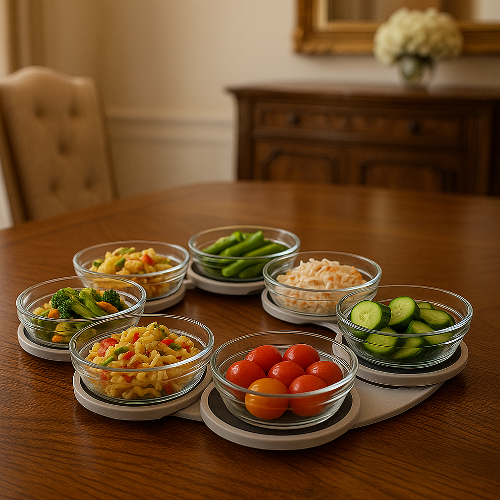 Portable Rotating Serving Tray 8 Piece Expandable Lazy Susan