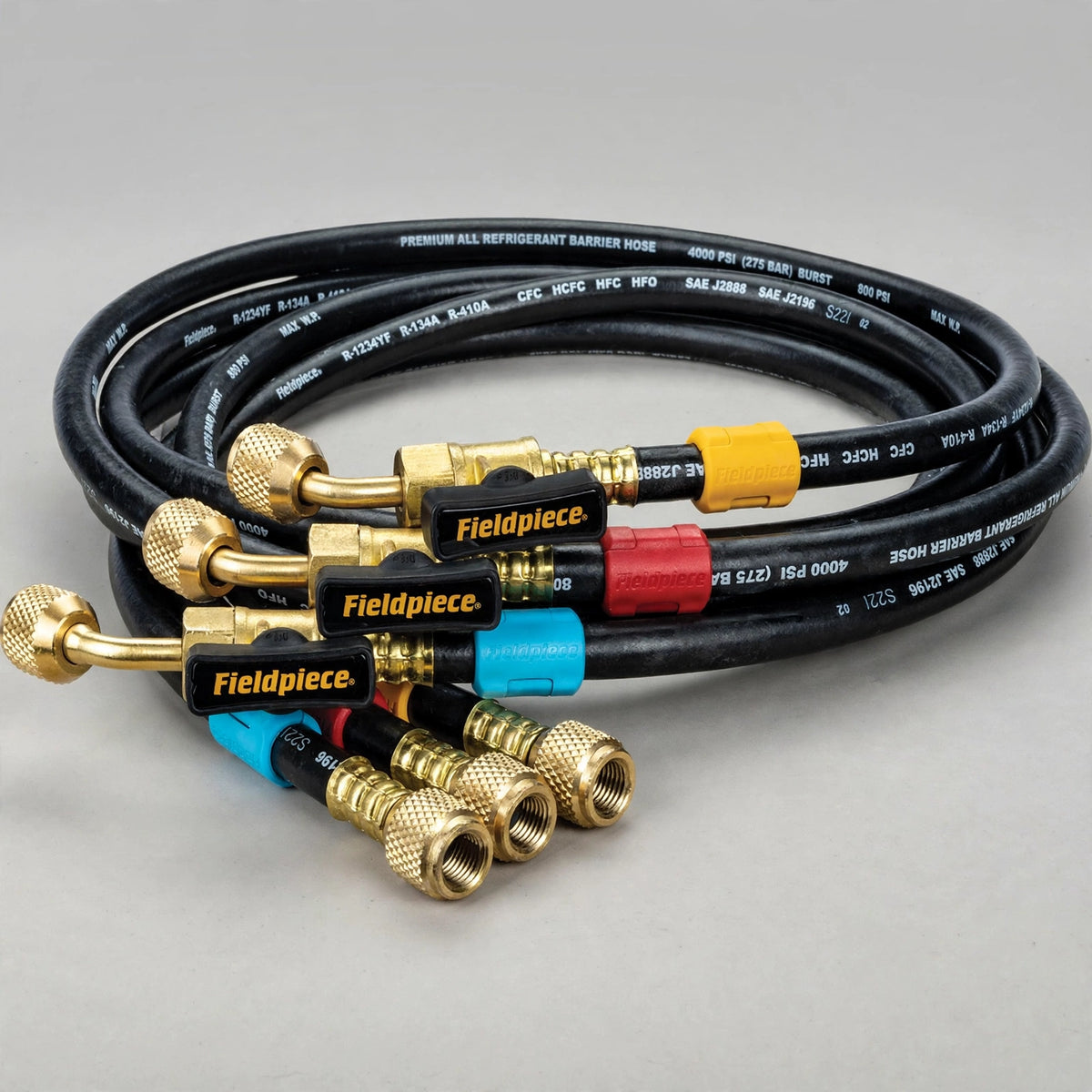Fieldpiece HR3B Ball Valve Refrigerant Hose Set (3) - studio