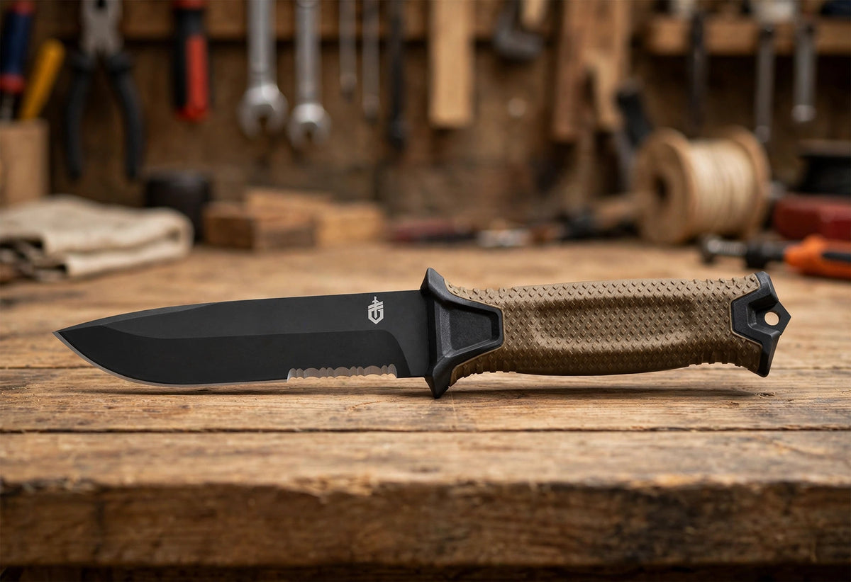 Gerber Gear Strongarm, Fixed Blade Tactical Knife for Survival, Serrat - workshop