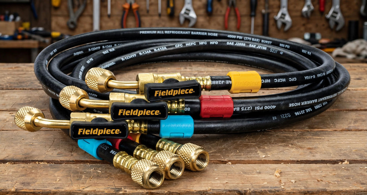 Fieldpiece HR3B Ball Valve Refrigerant Hose Set (3) - workshop
