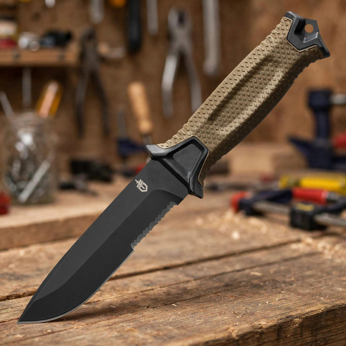 Gerber StrongArm Fixed Blade Knife Plain Edge - Coyote Brown - workshop