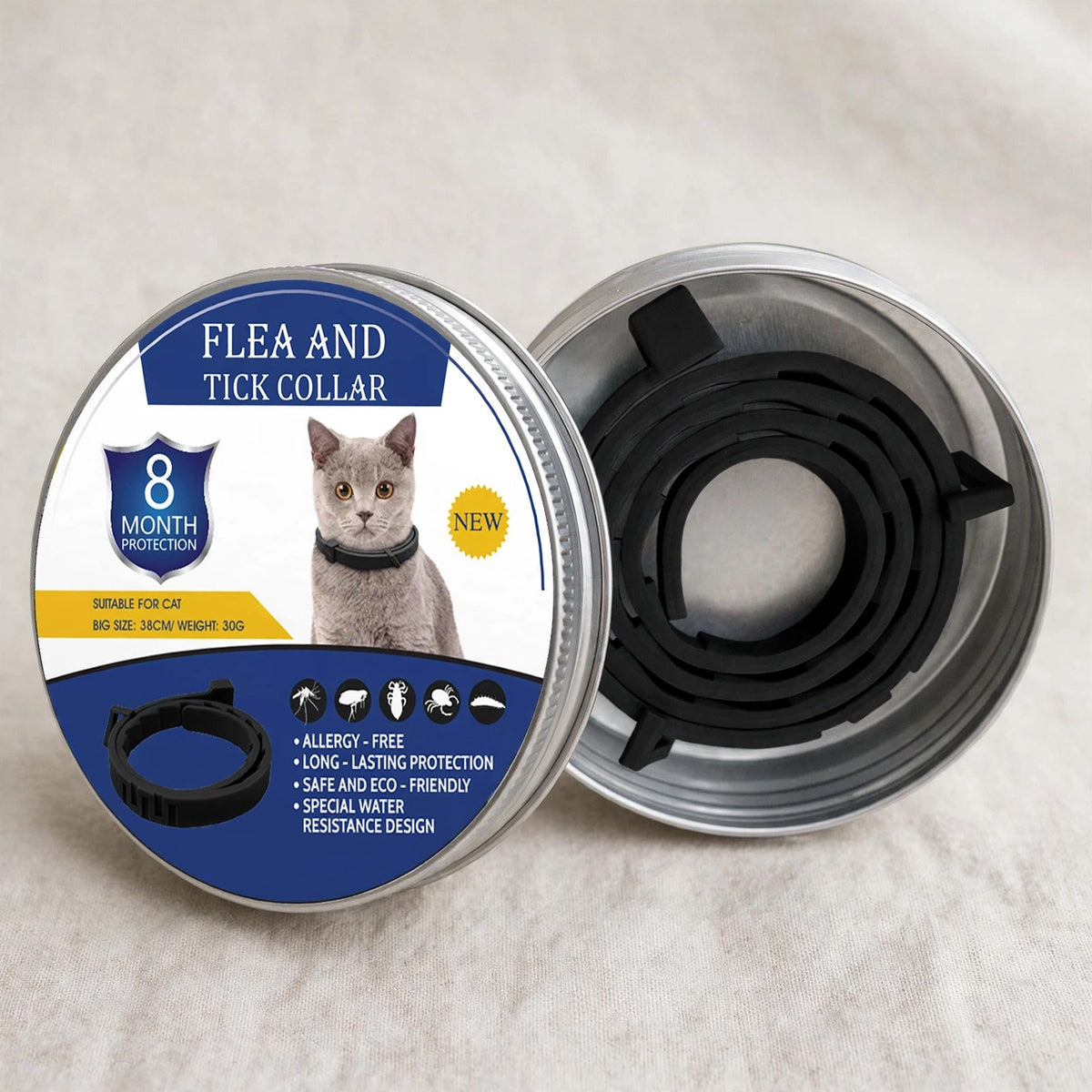 8 Month Flea & Tick Prevention Collar for Cat Vet-Recommended - closeup