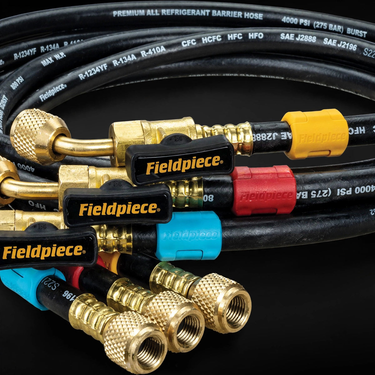Fieldpiece HR3B Ball Valve Refrigerant Hose Set (3) - macro