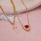 Heart and Sword Zircon Pendant Necklace