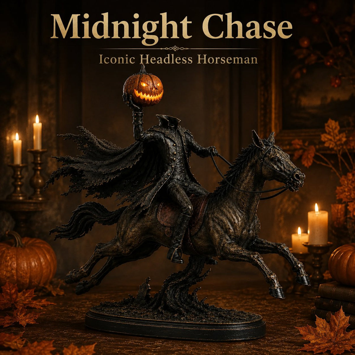 Headless Horseman Statue with LED Pumpkin - image 2